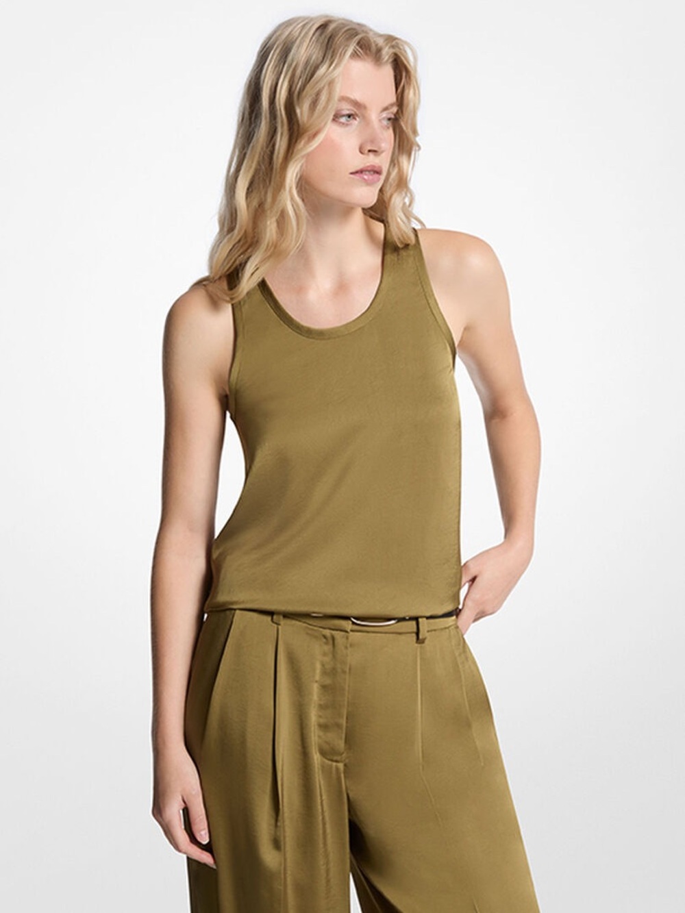 Michael Kors satin green tank and pants set